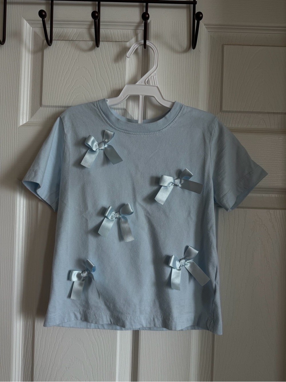 H&M Kids Light Blue T-Shirt with Bows - Size 4-6Y